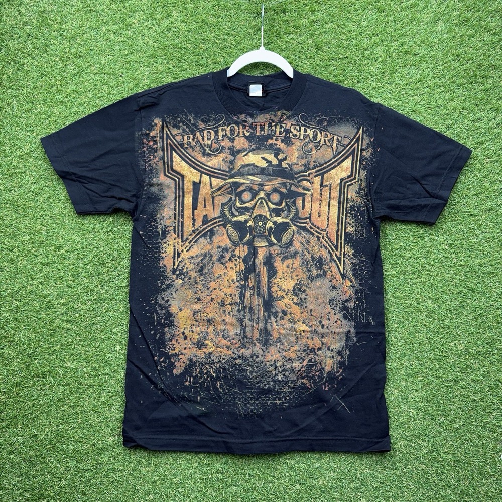 Tapout Shirt Mens Medium Black Short Sleeve Bad For The Sport Skull Gas Mask y2k